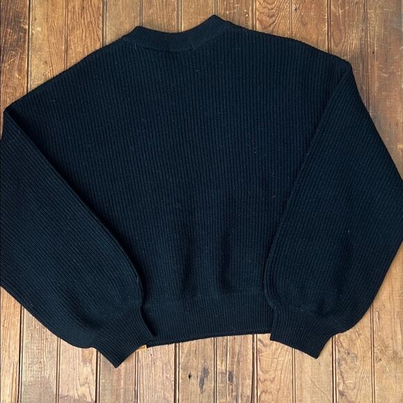 Timberland womens sweater Black chunky knit Crewneck short wool nwt new - Picture 7 of 7